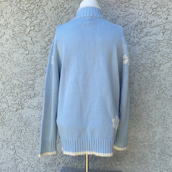 Quacker Factory Snowflake Embroidered Beaded Knit Xmas Sweater Zippered Jacket - Picture 8 of 12